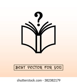Book with question mark sign icon, vector illustration. Flat design style 