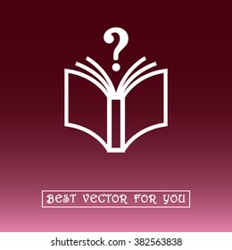 Book with question mark sign icon, vector illustration. Flat design style 