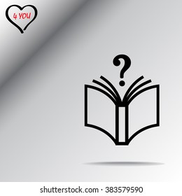 Book with question mark sign icon, vector illustration. Flat design style 