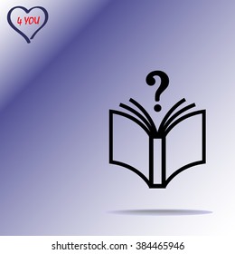 Book with question mark sign icon, vector illustration. Flat design style 