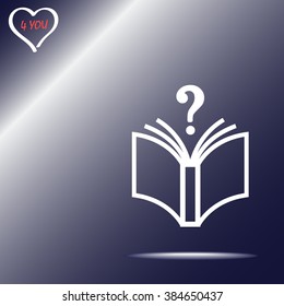 Book with question mark sign icon, vector illustration. Flat design style 