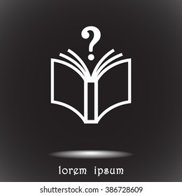 Book with question mark sign icon, vector illustration. Flat design style 