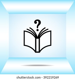 Book with question mark sign icon, vector illustration. Flat design style 