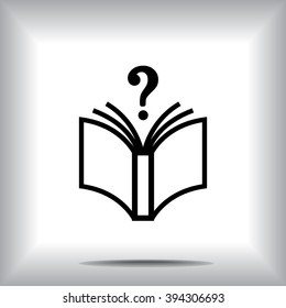 Book with question mark sign icon, vector illustration. Flat design style 