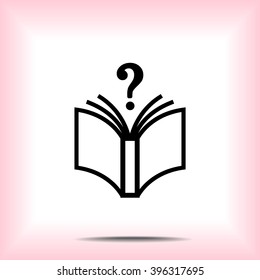 Book with question mark sign icon, vector illustration. Flat design style 