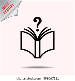 Book with question mark sign icon, vector illustration. Flat design style 
