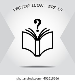 Book with question mark sign icon, vector illustration. Flat design style 