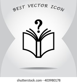 Book with question mark sign icon, vector illustration. Flat design style 
