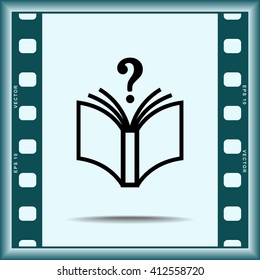 Book with question mark sign icon, vector illustration. Flat design style 