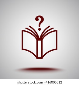 Book with question mark sign icon, vector illustration. Flat design style 