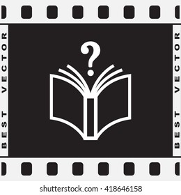 Book with question mark sign icon, vector illustration. Flat design style 