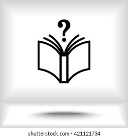 Book with question mark sign icon, vector illustration. Flat design style 