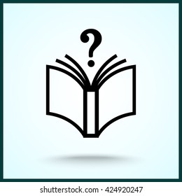 Book with question mark sign icon, vector illustration. Flat design style 