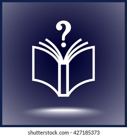 Book with question mark sign icon, vector illustration. Flat design style 
