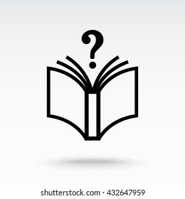 Book with question mark sign icon, vector illustration. Flat design style 