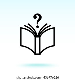 Book with question mark sign icon, vector illustration. Flat design style 