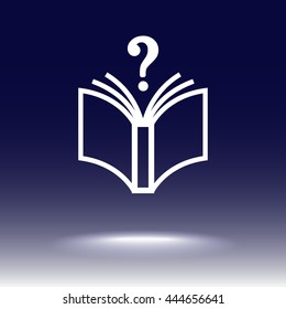 Book with question mark sign icon, vector illustration. Flat design style 