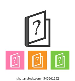 Book with question mark sign icon, vector illustration. Flat design style