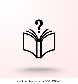 Book with question mark sign icon, vector illustration. Flat design style 