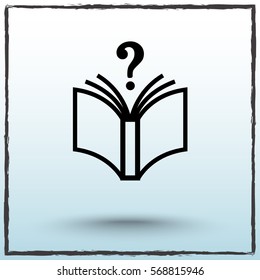 Book with question mark sign icon, vector illustration. Flat design style 