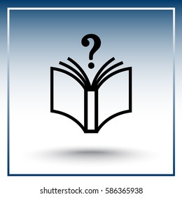 Book with question mark sign icon, vector illustration. Flat design style 