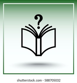 Book with question mark sign icon, vector illustration. Flat design style 
