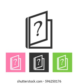 Book with question mark sign icon, vector illustration. Flat design style