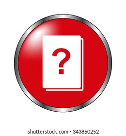 Book with question mark - vector icon on the  red button