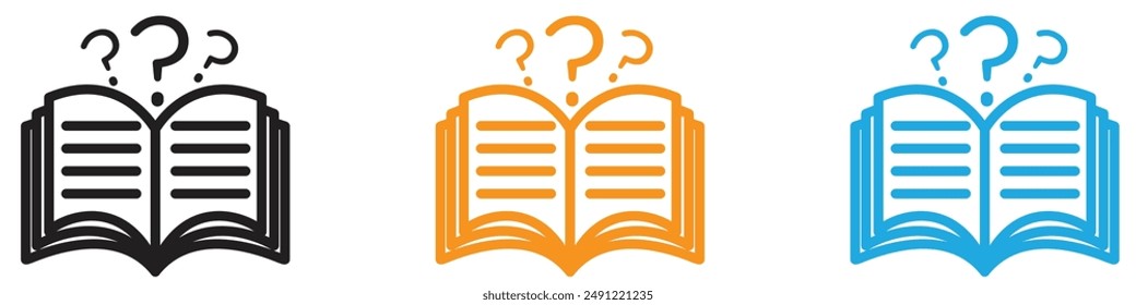 book with question mark vector logo set collection for web app ui