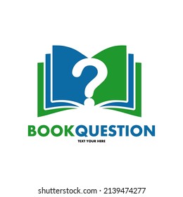 Book question vector logo template. This design use green and blue color. Suitable for education