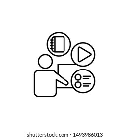 Book quiz education study video icon. Element of distance education line icon