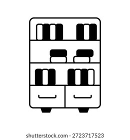 Icono del estante del libro con el Vector de fondo blanco