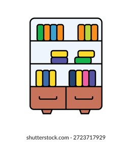 Icono del estante del libro con el Vector de fondo blanco