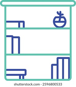 Book Rack outline dual color vector illustration icon design