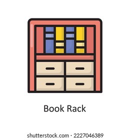 Book Rack Vector Filled Outline Icon Design illustration. Housekeeping Symbol on White background EPS 10 File