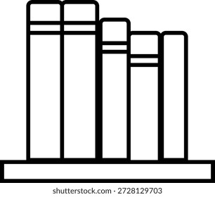 Ícone de racks de livros, representando o armazenamento de estantes para livros e documentos. Ideal para sistemas de biblioteca, educação ajustável em rack de livros de madeira, organização de escritório, aplicativos, web design e infográficos.