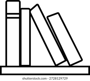 Ícone de racks de livros, representando o armazenamento de estantes para livros e documentos. Ideal para sistemas de biblioteca, educação ajustável em rack de livros de madeira, organização de escritório, aplicativos, web design e infográficos.