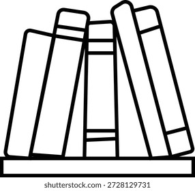 Ícone de racks de livros, representando o armazenamento de estantes para livros e documentos. Ideal para sistemas de biblioteca, educação ajustável em rack de livros de madeira, organização de escritório, aplicativos, web design e infográficos.