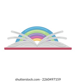 book with rainbow, book day icon isolated