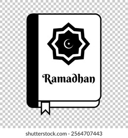 a book of Ramadan cottage icon black and white vector illustration