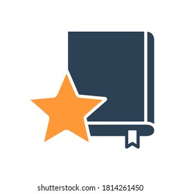 Book rating, literature review colored icon. Best stories, add to favorites, diary feedback symbol