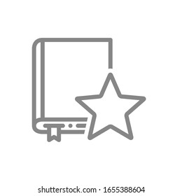 Book rating, literature review line icon. Best stories, diary feedback symbol