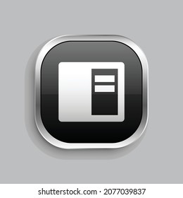 book read fill icon design. Glossy Button style rounded rectangle isolated on gray background. Vector illustration