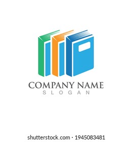 Logo de lectura de libros y vector de símbolos
