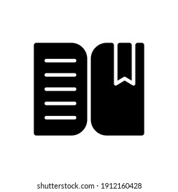 Book reader app black glyph icon. Ebooks, magazines and comics reading. Smartphones and tablets application. Listening to audiobooks. Silhouette symbol on white space. Vector isolated illustration