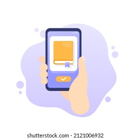 book reader app, phone in hand vector