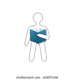 Book reader conceptual sign, isolated on white, logotype. 