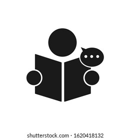 Book Reader icon isolated on white, study vector icon