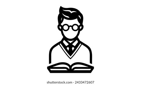 Book Reader, teacher, education icon isolated, vector illustration on white background