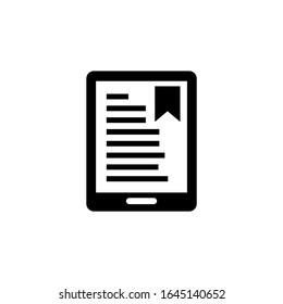 Book reader vector icon in black flat shape design isolated on white background